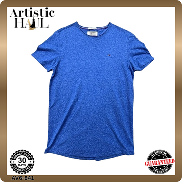 Tommy Jeans Slim Fit XS Blue Short Sleeve Crew Neck Cotton T-Shirt Men's