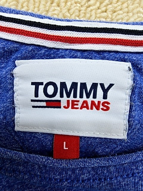 Tommy Jeans Men's Slim Fit Blue Logo T-Shirt L Jersey