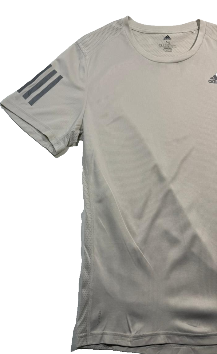 Adidas Men's Light Grey Running Climacool Performance T-Shirt 3-Stripe M