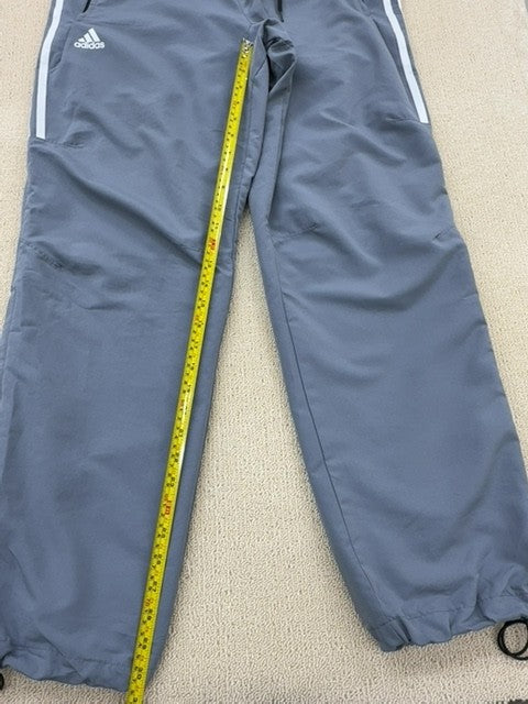Adidas Men's Grey Track Joggers XL 3-Stripes Tricot Open Hem