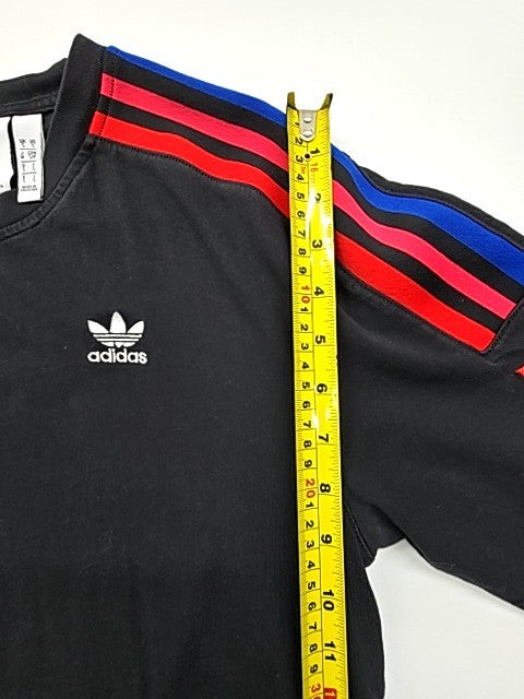Adidas Boys Black 3 Stripes Kids T-Shirt Size 5 Regular Crew Neck