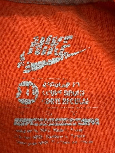 Nike Men's Orange Paint Splatter Short Sleeve T-Shirt Regular Cotton