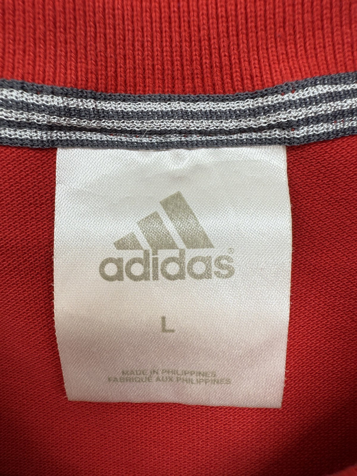 Adidas Red Polo Shirt Men's L 100% Cotton Short Sleeve Pique