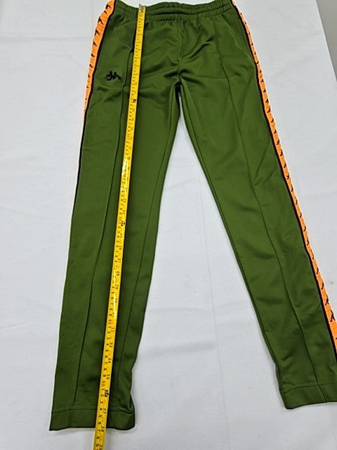 Kappa Men's Green Track Pants Small Side Stripes Tapered Polyester