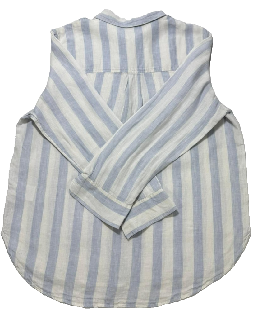 H&M Regular Fit Striped Cotton Linen Long Sleeve Shirt | Size: M