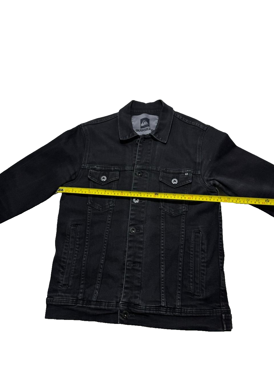 Quicksilver Button Up Black Denim Jacket - Size M