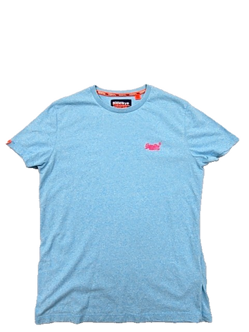 Superdry Men's Light Blue Embroidered Logo T-Shirt XL Slim Fit