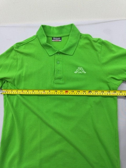 Kappa Men's Large Green Solid Polo Shirt 100% Cotton Short Sleeve