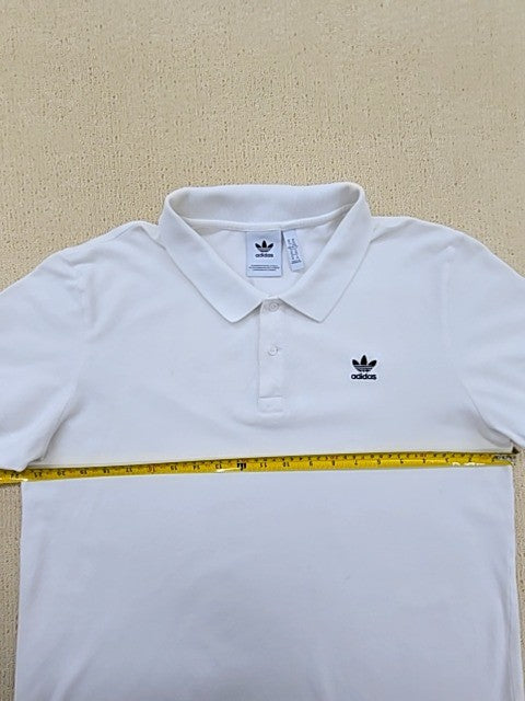 Adidas Polo Shirt White XL Short Sleeve Button-Down Solid Unisex