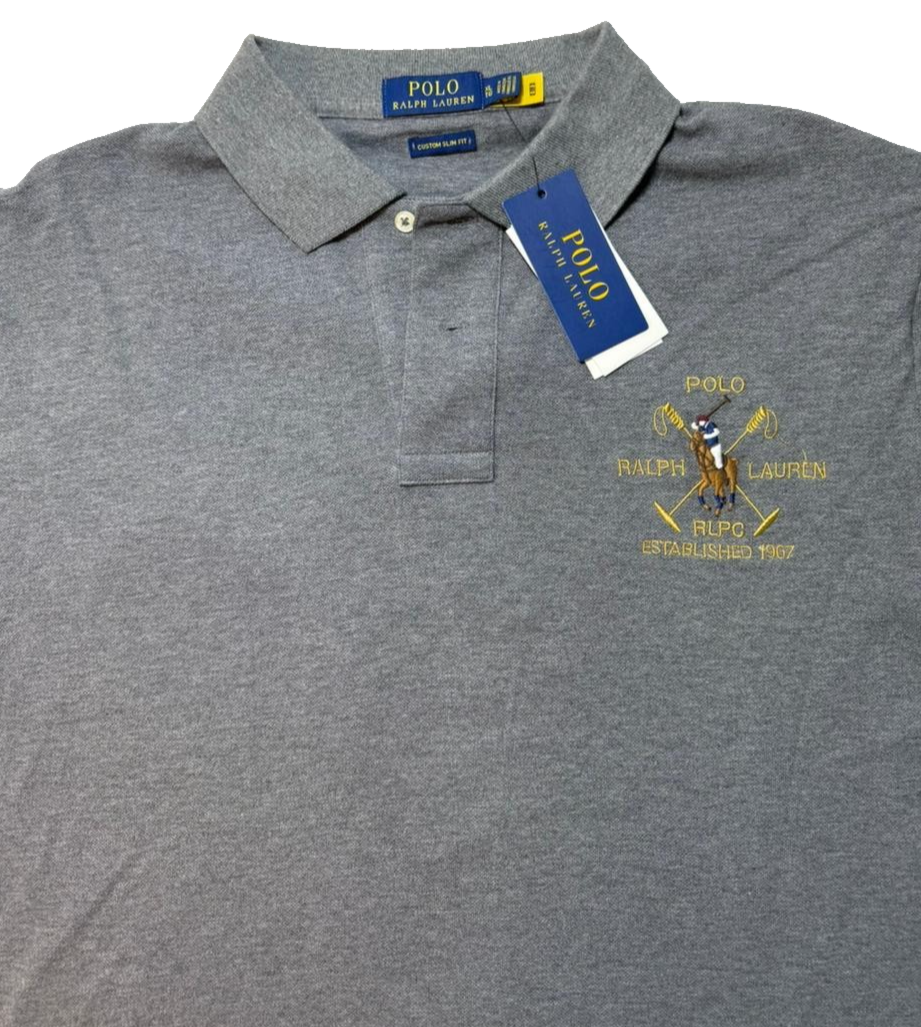 Ralph Lauren Men's Gray Polo Shirt Size XL Embroidered Polo Players