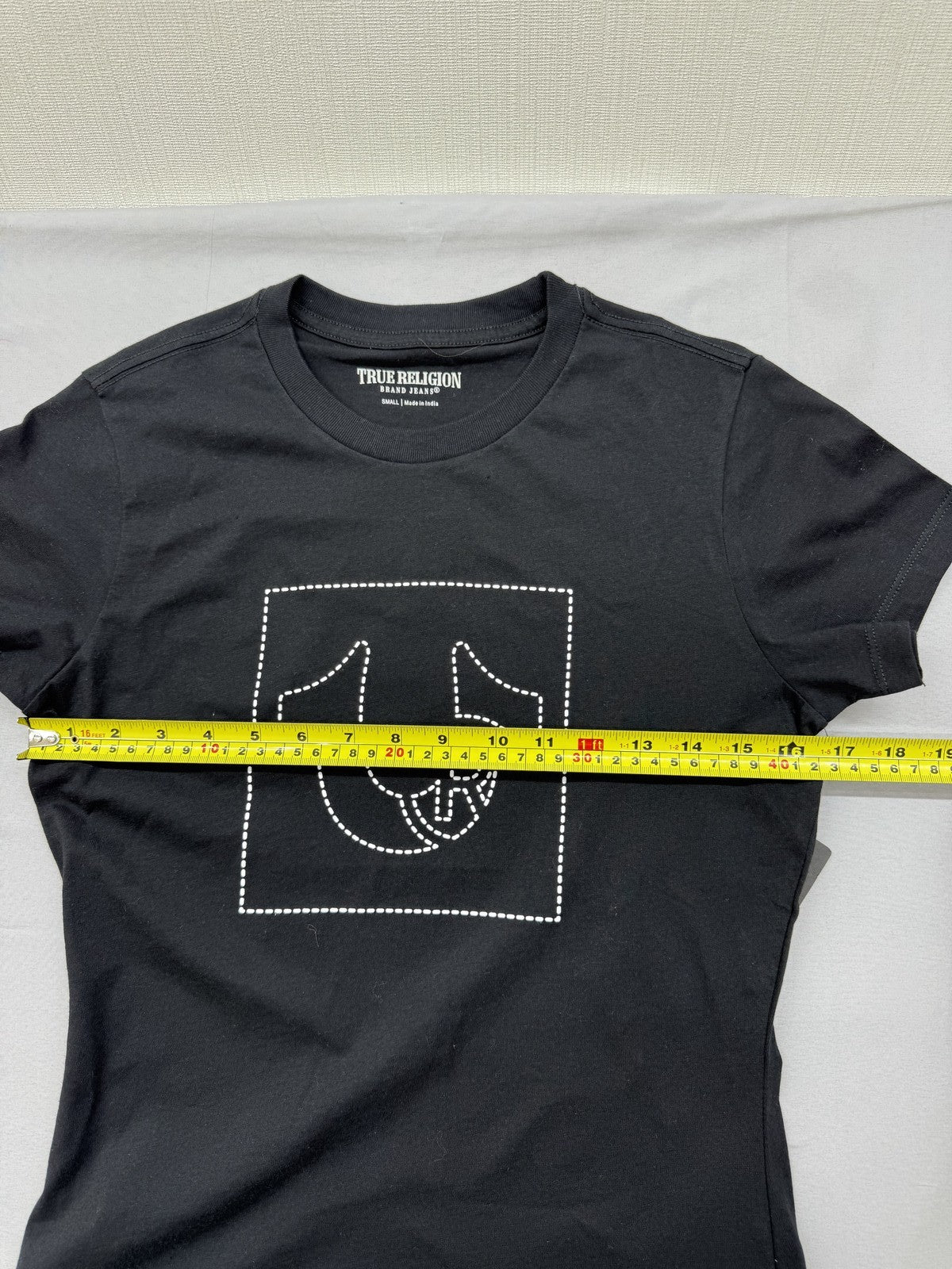 True Religion Women's Black Logo Graphic Tee Small Cotton Crew Neck