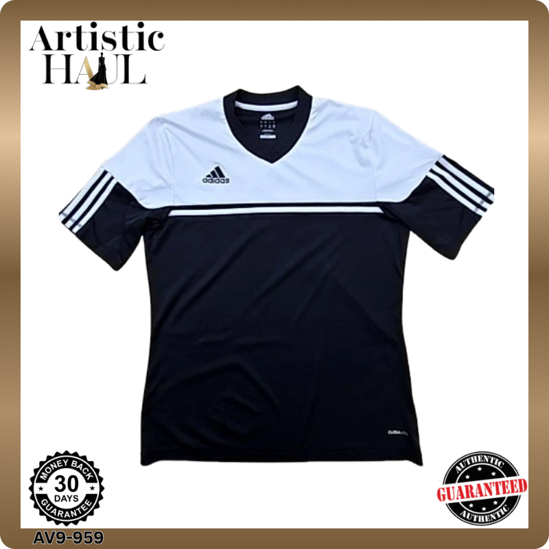 Adidas Women's Black White Climacool Soccer Jersey L V-Neck