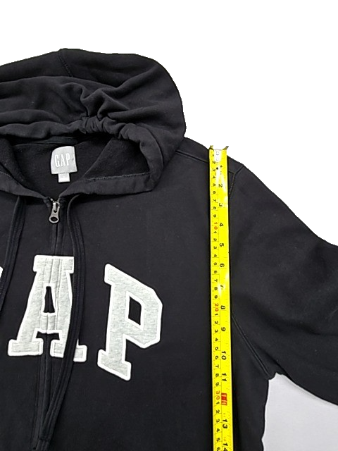 Gap Men's Black Zip-Up Fleece Hoodie Relaxed Fit Adult