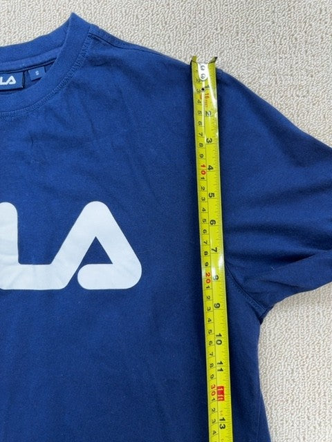 Fila Men's Navy Logo T-Shirt Size S Cotton Crewneck Short Sleeve