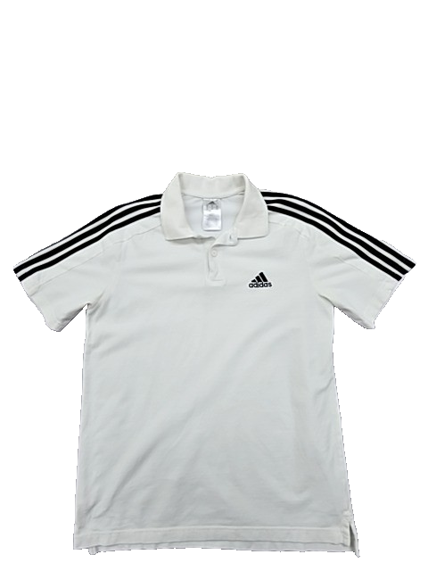 Adidas Men's White Polo Shirt – Size M, Striped, Short Sleeve – Ref 718C2