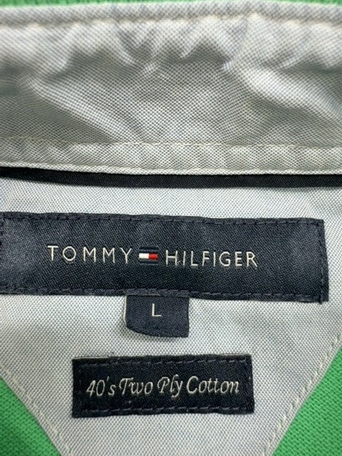 Tommy Hilfiger Men's Green Polo Shirt Size L 100% Cotton Short Sleeve