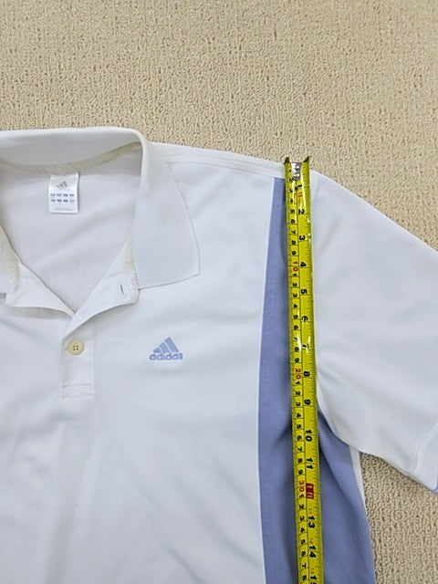 Adidas Men's White Stripe Polo Shirt XL Short Sleeve 3 Stripes