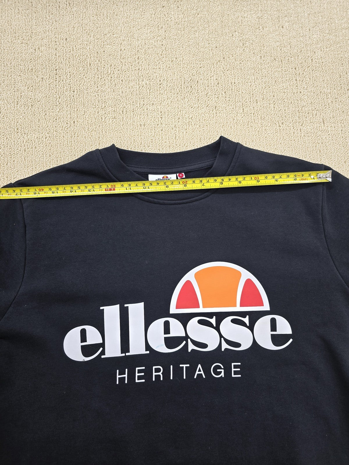Ellesse Men's Navy Heritage Graphic Sweatshirt S Cotton Blend Crew Neck