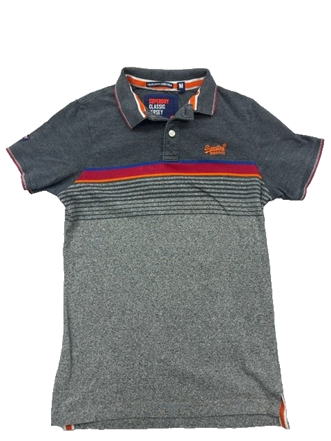 Superdry Atlantic Stripe Polo Shirt Men's M Multi-Color Vintage Cotton