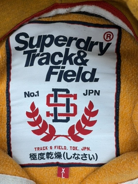 Superdry Men's Mustard XL Zip Track & Field Hoodie Cotton Blend