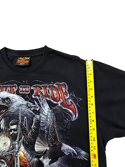 Reckless High Definition Men's Black Motorcycle Wings T-Shirt XL