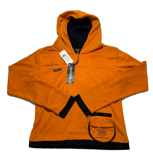 Hanfeise Men's Orange Hoodie – Size S, Long Sleeve, Hooded