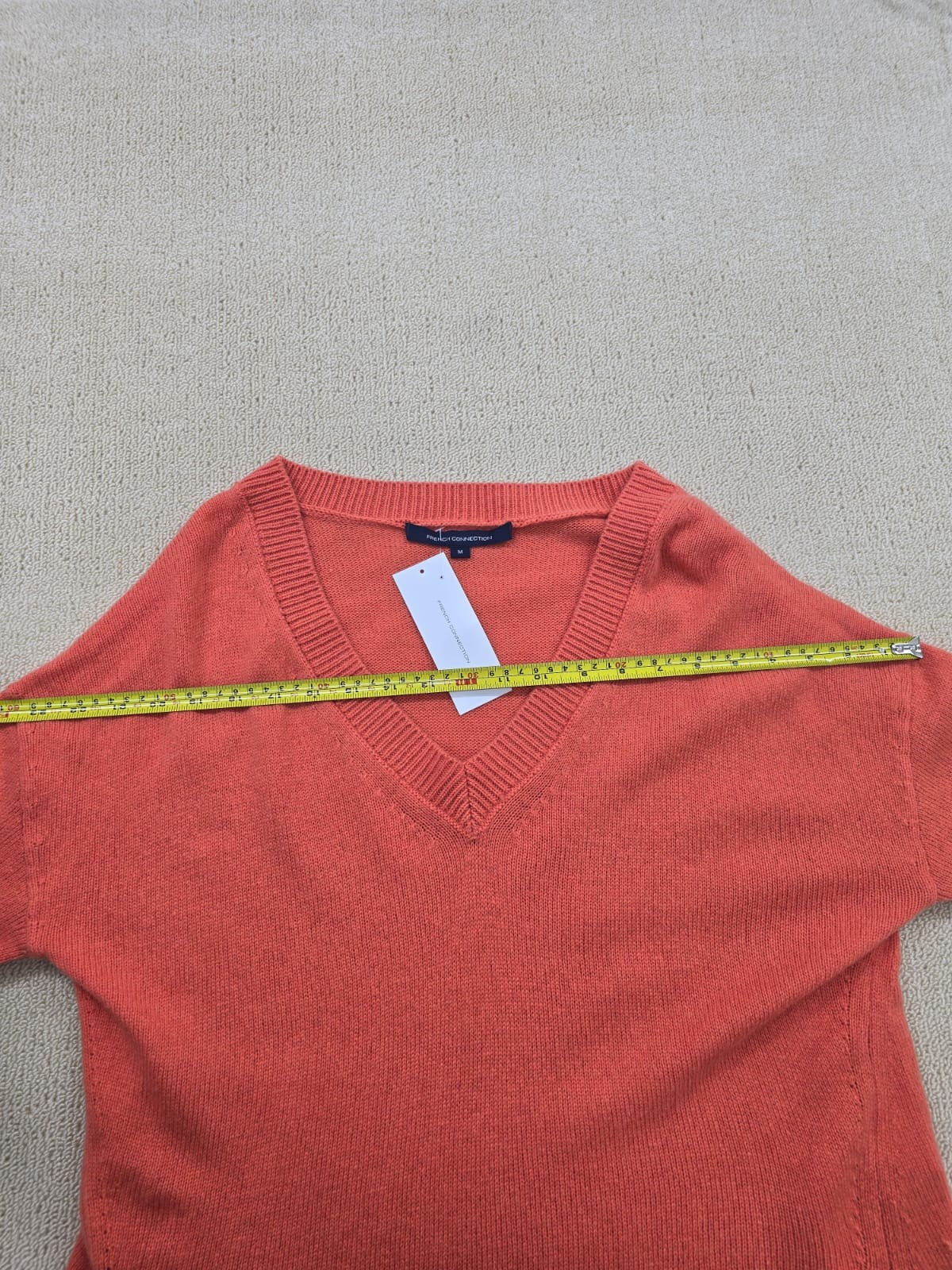 French Connection Coral V-Neck Wool Blend Sweater M