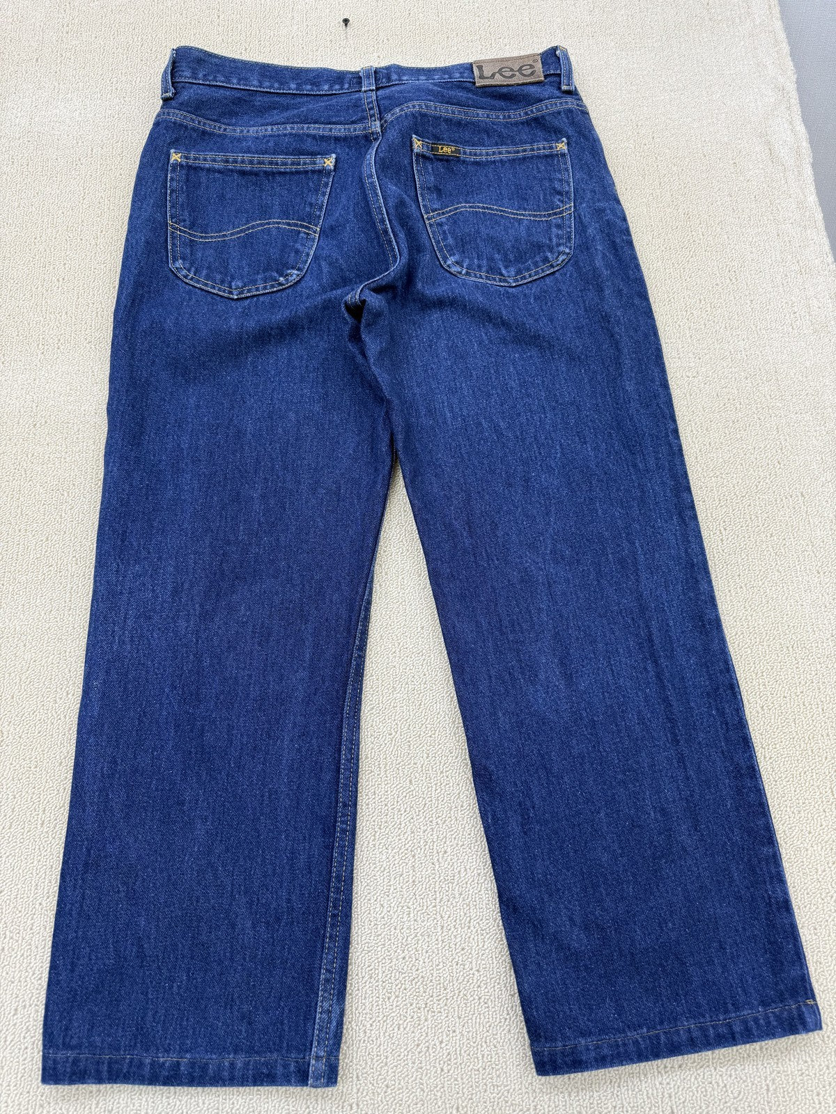 Lee Men's Blue Straight Jeans W34 L30 5Pocket Zip Fly Gold Stitch