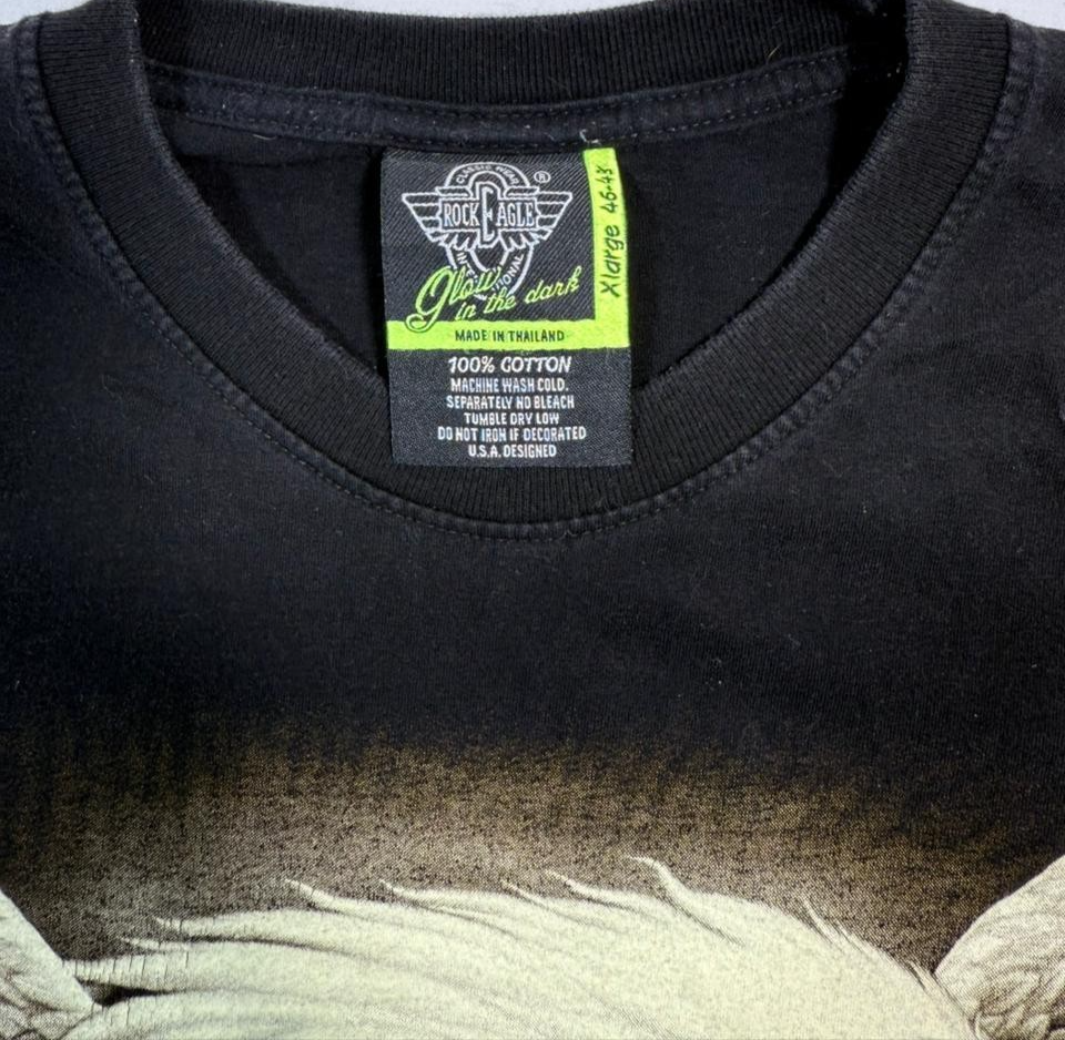 Vintage Rock Eagle Glow In The Dark T-Shirt Men's XL Biker Eagle Live To Ride