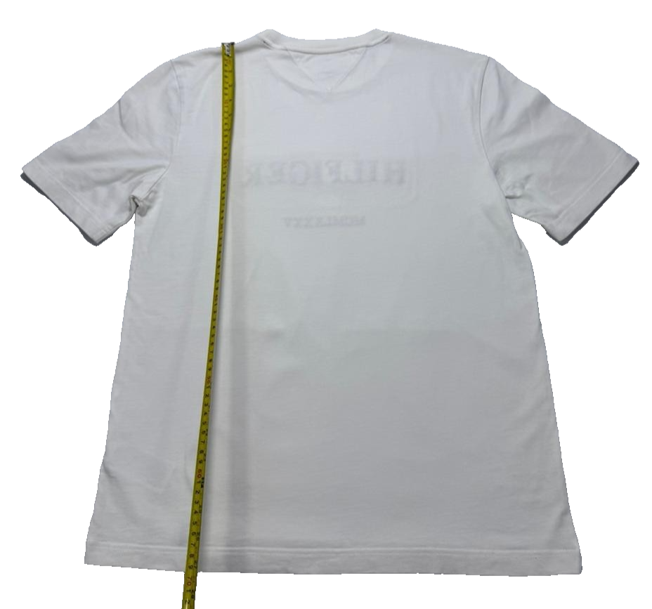 Tommy Hilfiger Men's White T-Shirt Size L Embroidered Logo Mcmlxxxv Casual Tee
