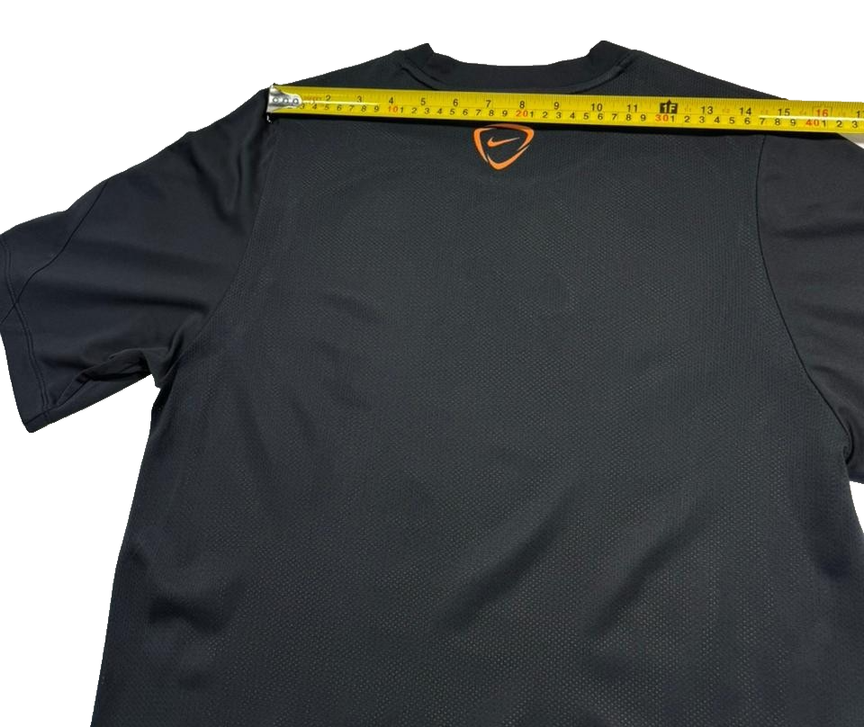 Nike Dri-FIT Men's Training T-Shirt Black Orange Gradient Swoosh Athletic Large