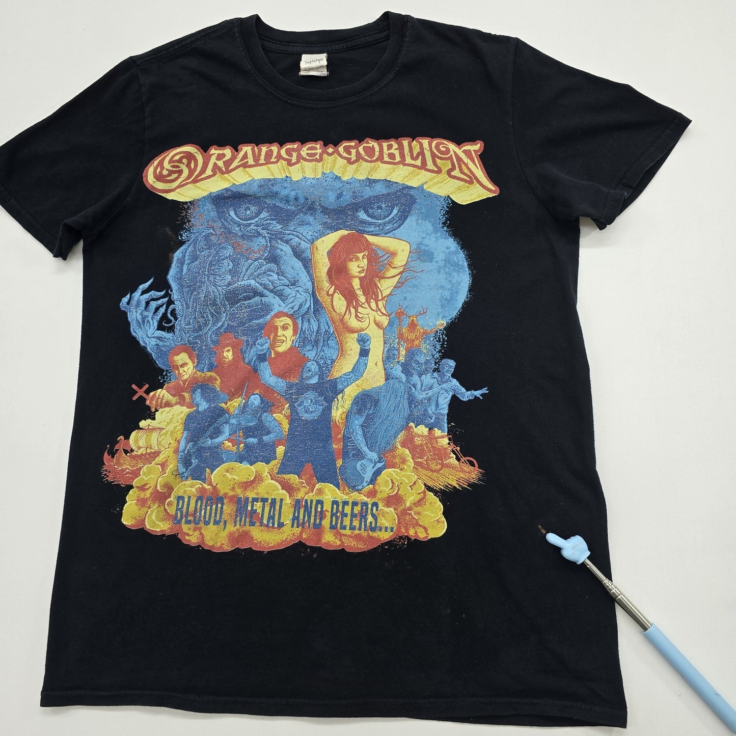 Gildan Men Black Graphic Heavy Metal T-Shirt Crew Neck Size M EUC