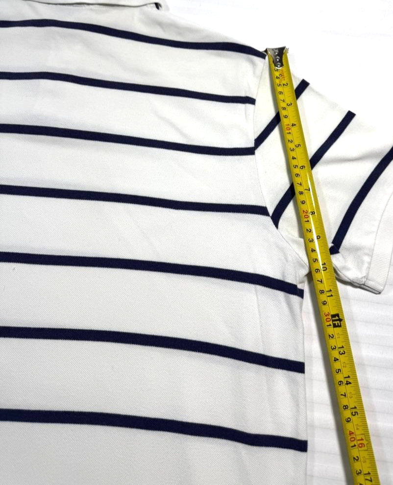 Polo Ralph Lauren Classic Fit Soft Cotton Polo Shirt In White With Navy Blue -XL