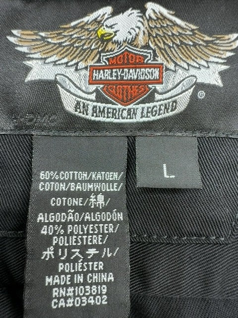 Harley-Davidson Men's Black Mechanic Shirt Size L Cotton Poly