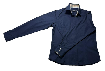 Burberry Brit Men's Navy Flip Cuff Long Sleeve Button Front Shirt Nova Check