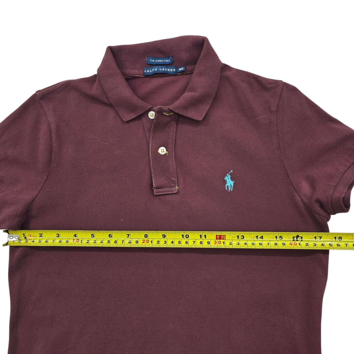 RALPH LAUREN Women's Burgundy Skinny Polo WM Cotton Pique