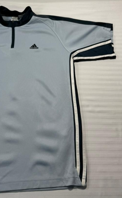 Adidas Roland Garros Men's Light Blue 1/4 Zip Tennis Shirt Size M