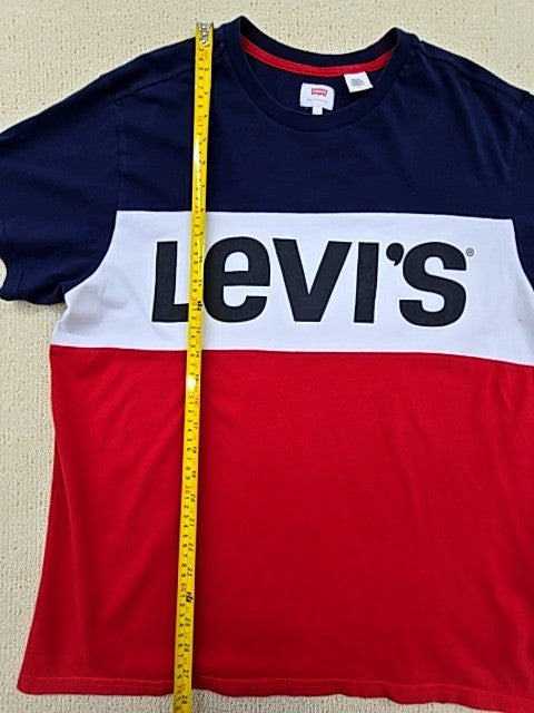 Levi's Men's L Navy White Red Stripe Short Sleeve Cotton T-Shirt Relaxed