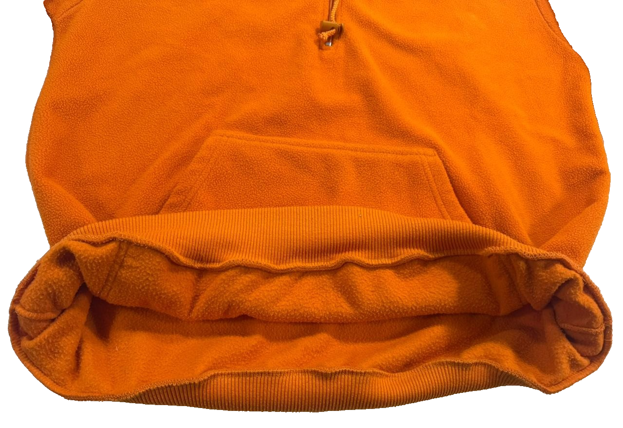 Explora Men's Orange Fleece Hoodie Quarter Zip Pullover Embroidered Patch XL