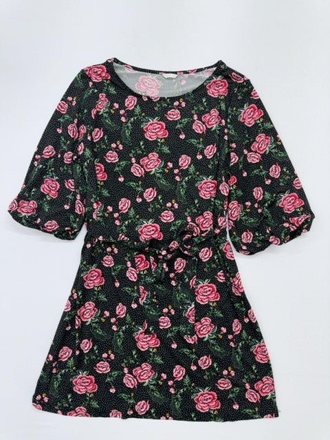 Roses Floral Girls Black Dress product image 1