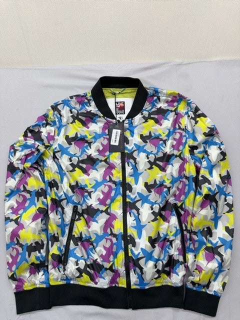 Trussardi Jeans Men's Multicolor Shark Print Bomber Jacket Zip Reg
