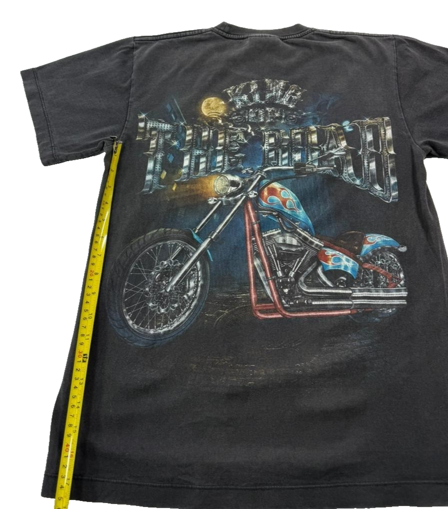 Rock Chang Men's T-Shirt Black Biker Chopper 3D Glow In Dark Heavyweight Medium