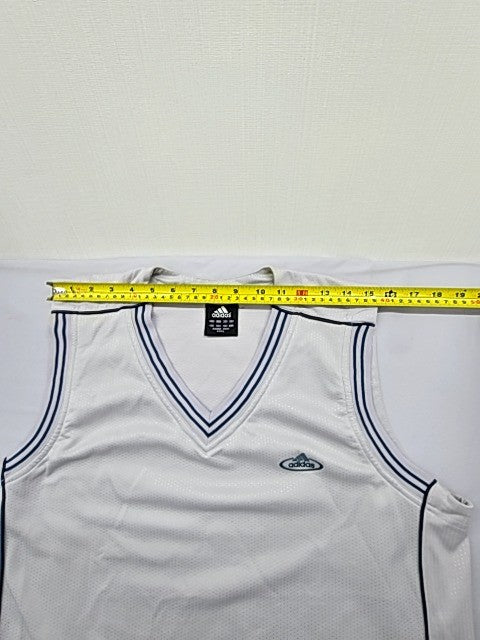 Adidas Men's XXL White Striped V-Neck Mesh Tank Top