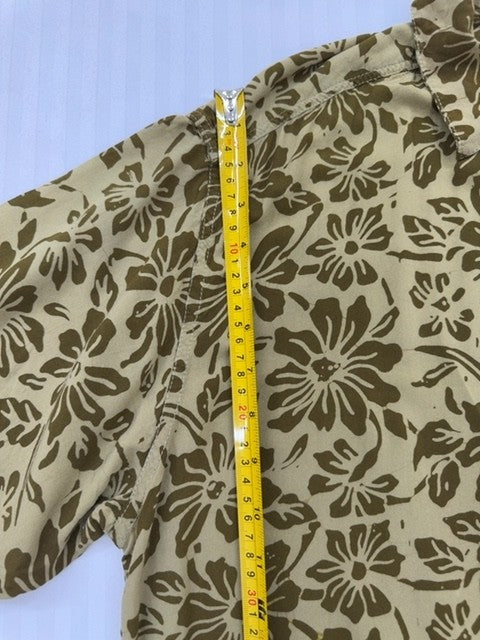 Filao Men's Yellow-Green Floral Rayon Aloha Shirt Size S Handmade