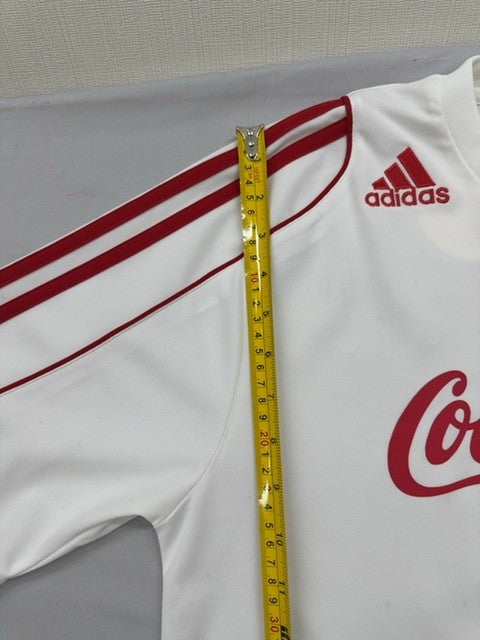 Adidas Men's White Soccer Jersey Size M Short Sleeve Red Stripes