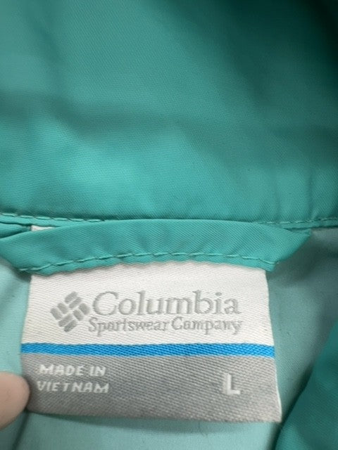 Columbia Unisex Kids Teal Hooded Windbreaker Jacket Size L Lightweight