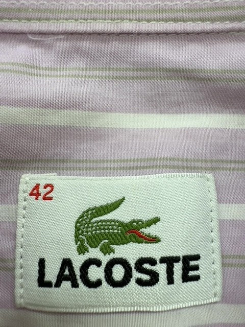 Lacoste Men's Gray Striped Cotton Button-Down Size 42 Vintage