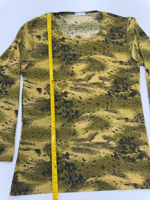 Noi&Mi Unisex Gold Olive Safari Animal Print Long Sleeve Tee Size M/L New