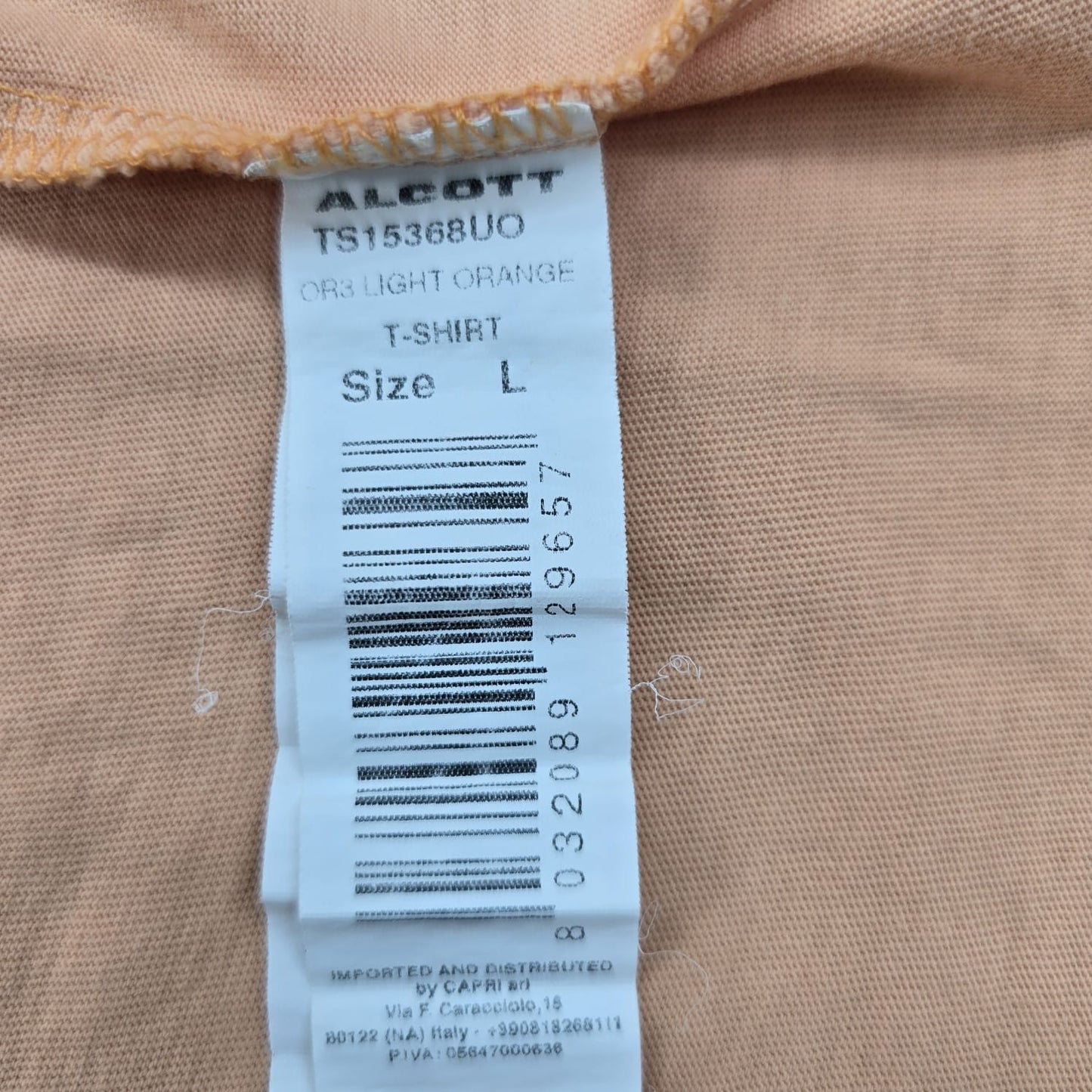 Alcottott Men's Orange T-Shirt Size L Italy TS15368UO