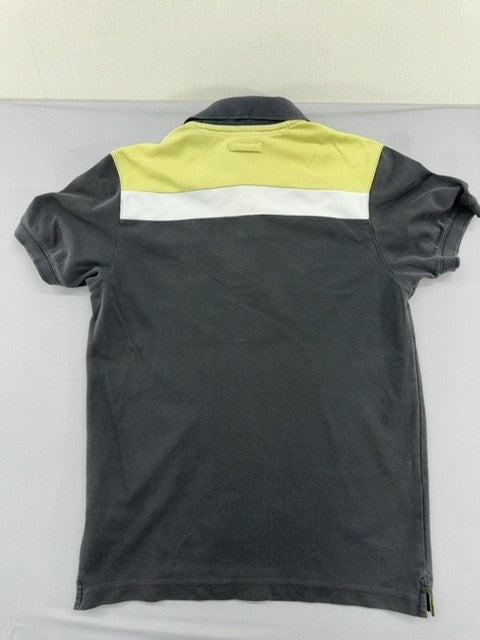 Adidas Men's Grey Striped Cotton Polo Shirt Short Sleeve Size S